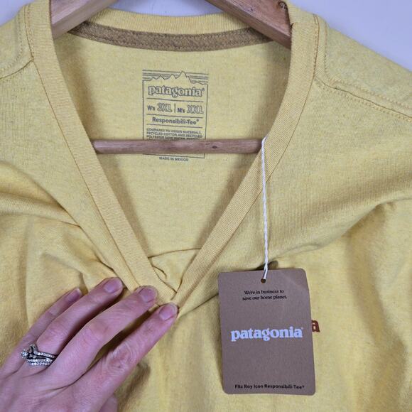 Patagonia Fitz Roy Icon Responsibili-Tee Size W 3XL/M XXL Milled Yellow 37665 - Picture 2 of 3